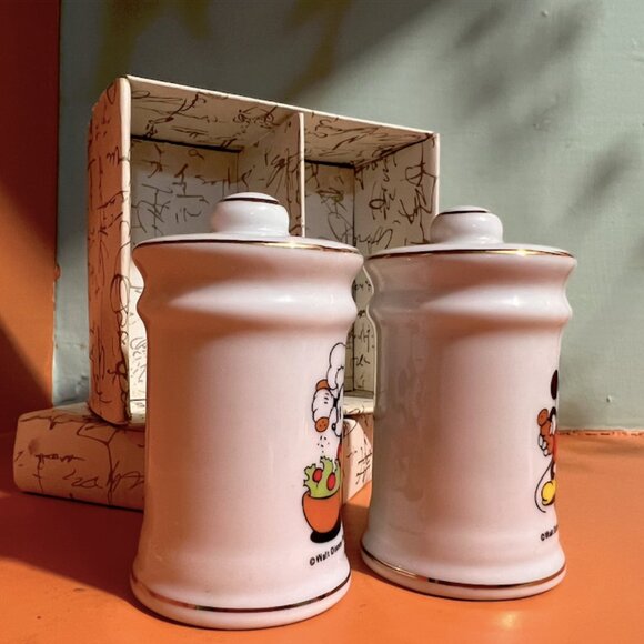 70's Disney Mickey Salt & Pepper Shakers - Japan, New in Box - Picture 3 of 8